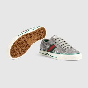 Gucci 1977 Silver Sequin Tennis Sneakers Size 37/7